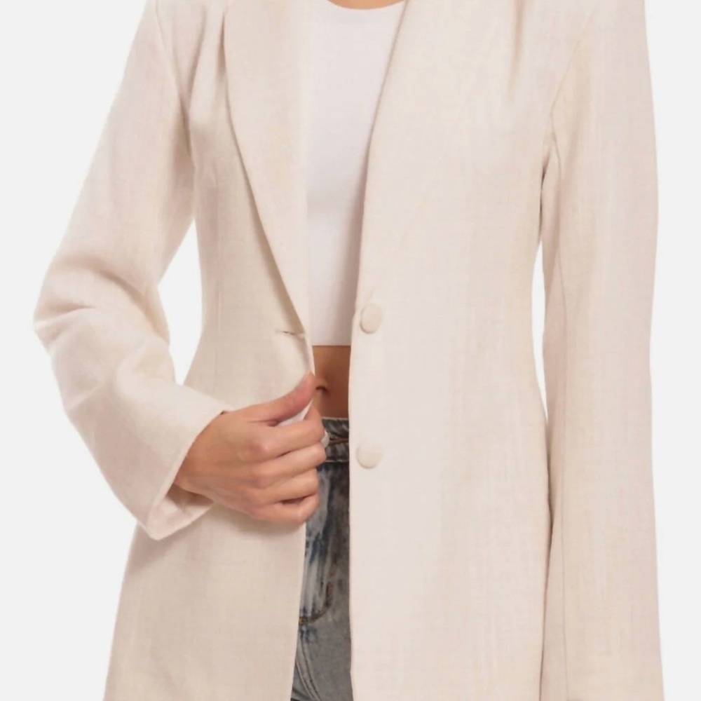 Anthropologie Avec Les Filles Classic Linen Business Casual Blazer - Picture 2 of 11